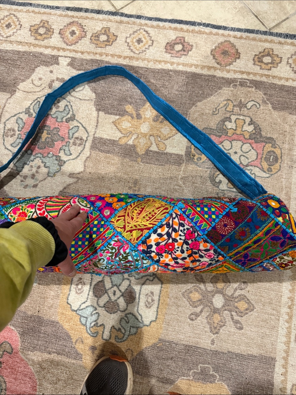 Colorful Bohemian Patchwork Yoga Mat Bag - Multicolor - Picture 2 of 3